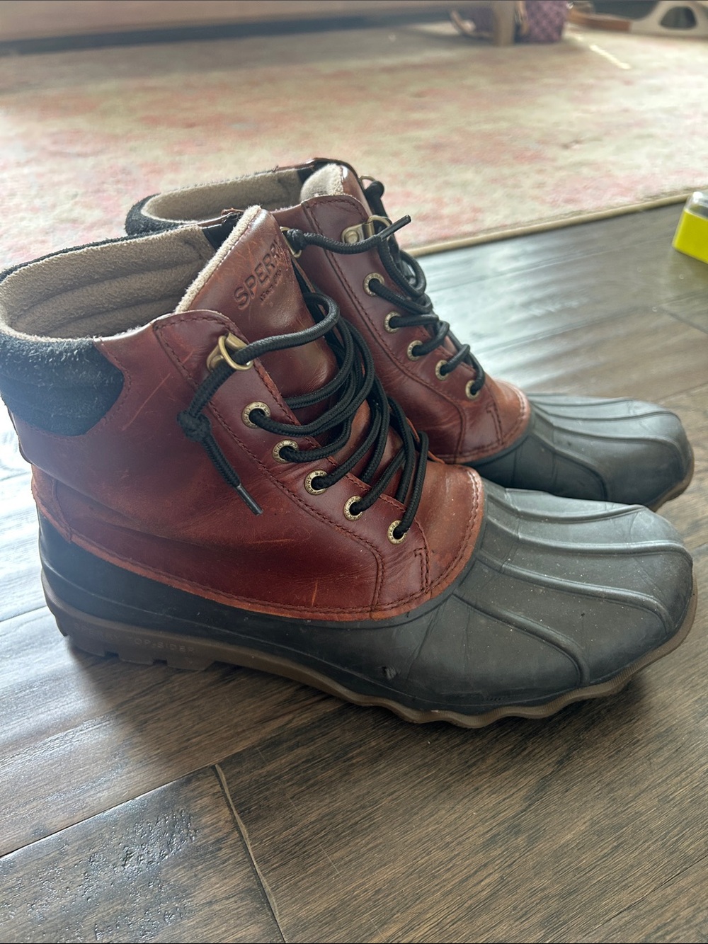 Sperry Men's Brown Leather & Black Rubber Duck Boots